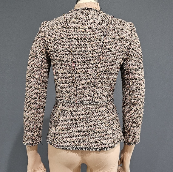 REBECCA TAYLOR Women Tweed Wool Blend Pink Multi Jacket 2 - Picture 2 of 10